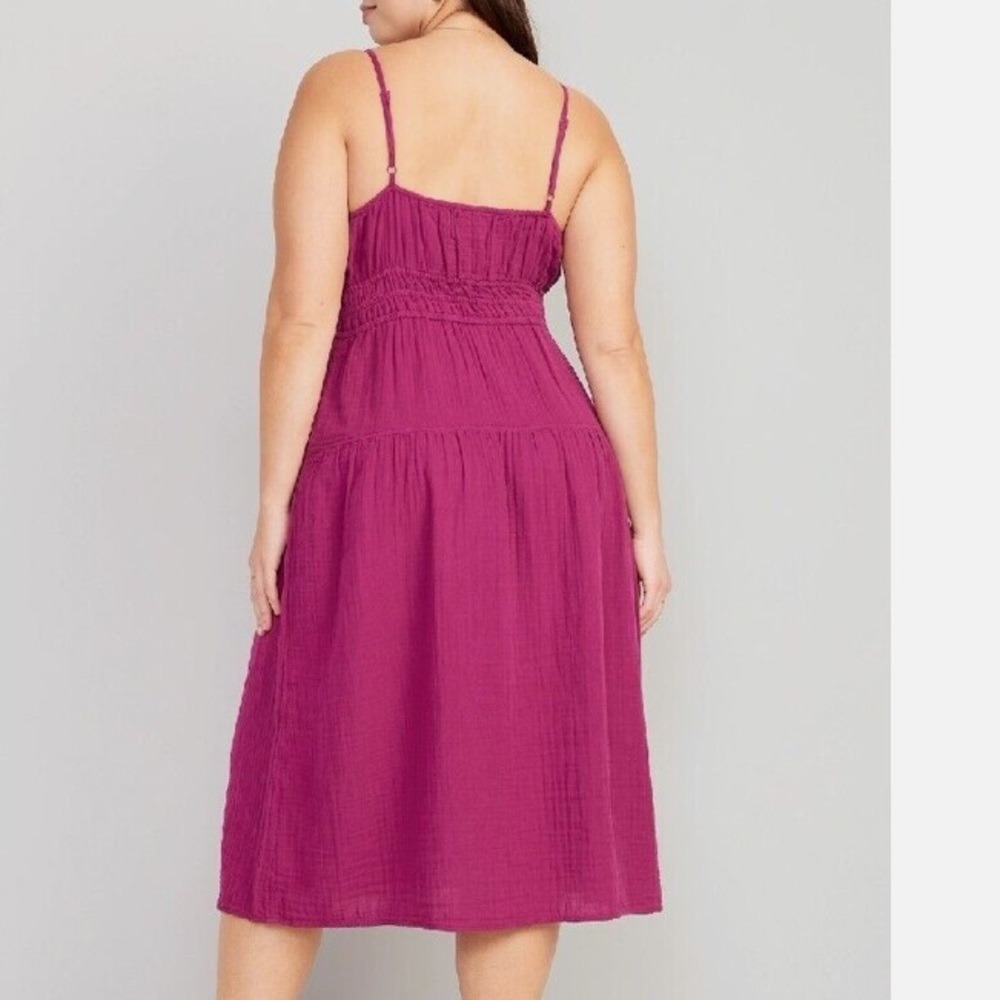 Old Navy XXL Pink Spaghetti Strap Sundress w/ smocking & pockets! - Picture 4 of 12